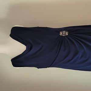 Navy Cowl Neck Evening Dress 16P 16 Mother of the Bride